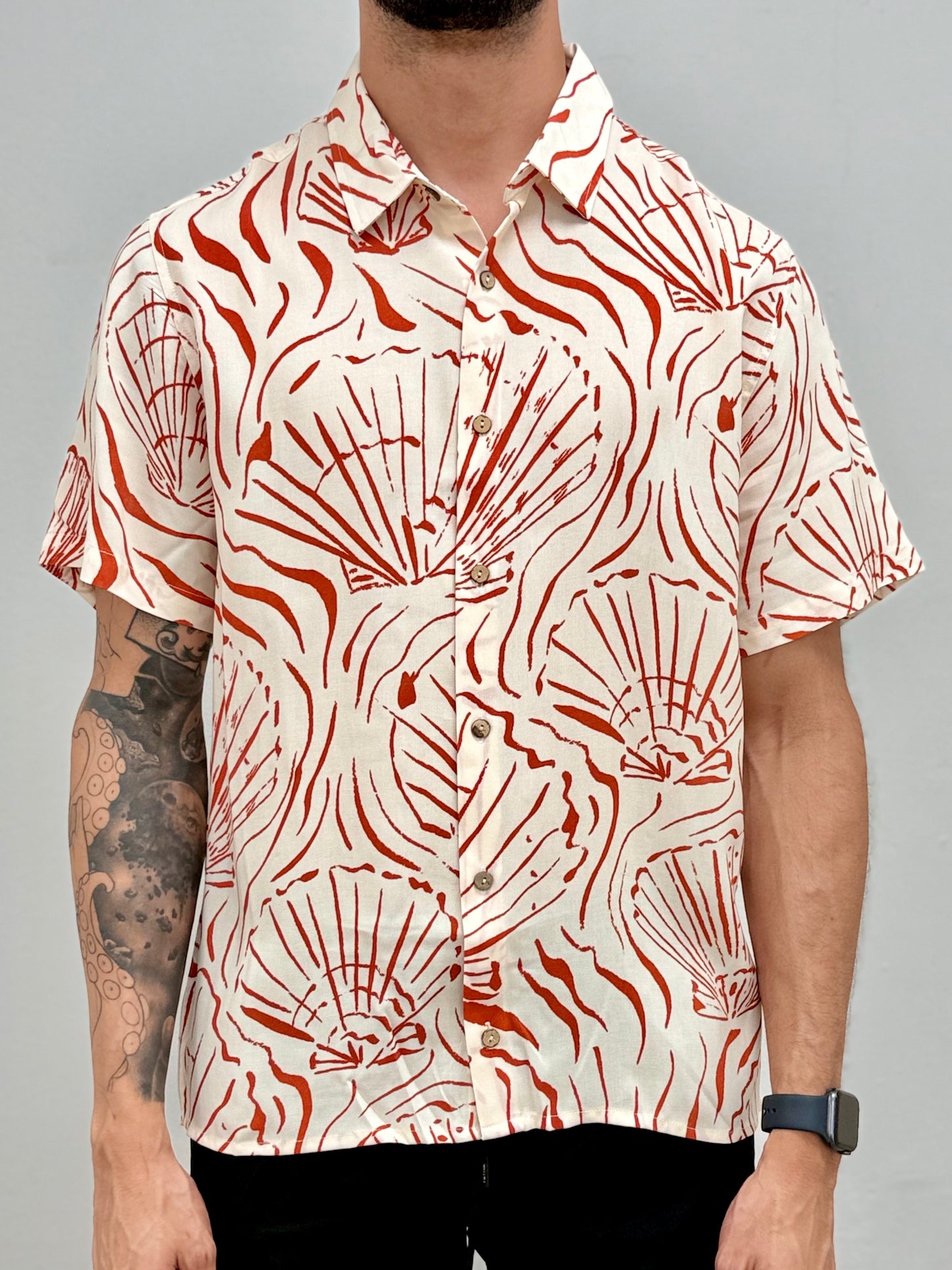 Red Beach Button Down Shirt