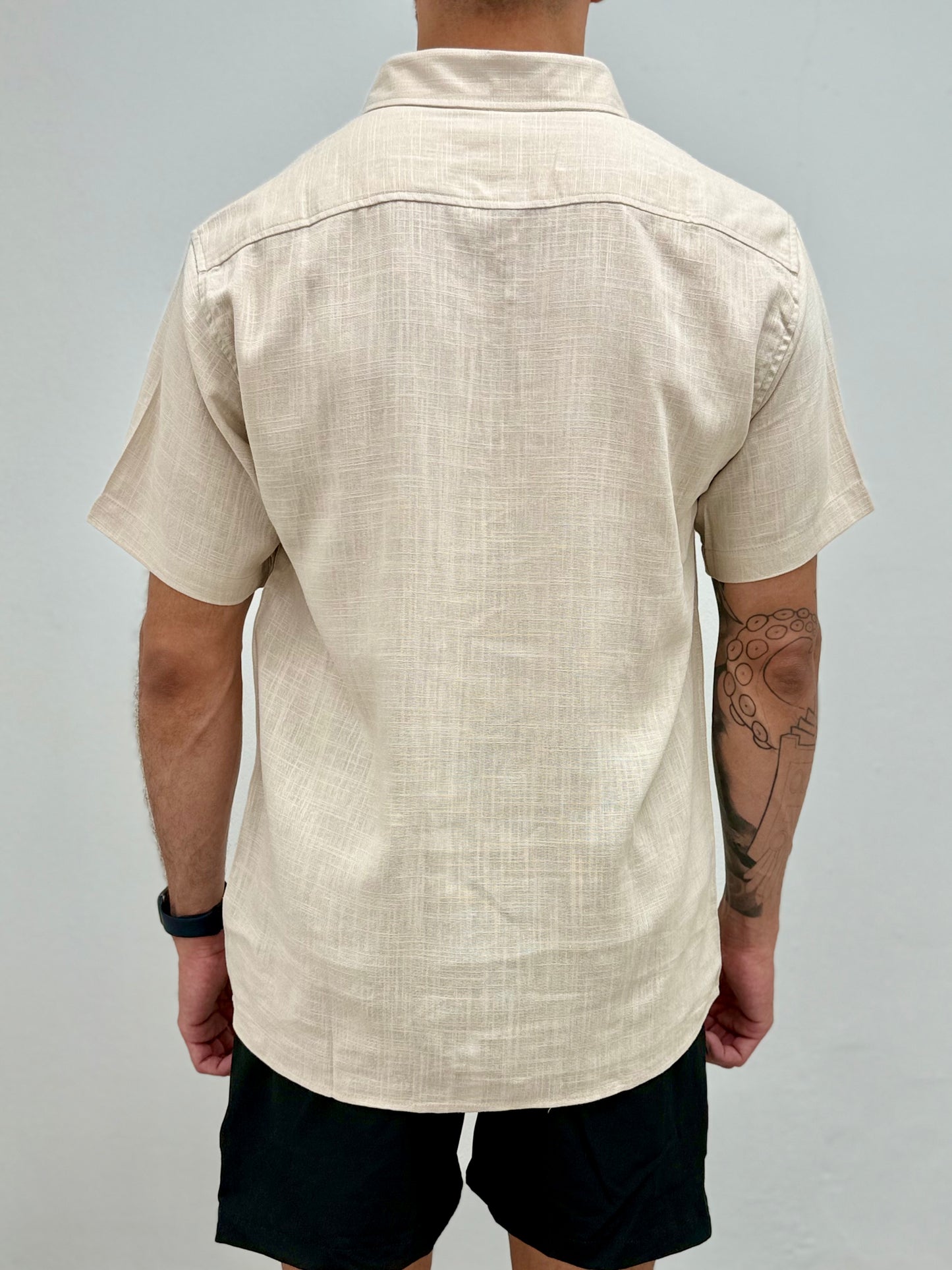Khaki Linen Button Down Shirt