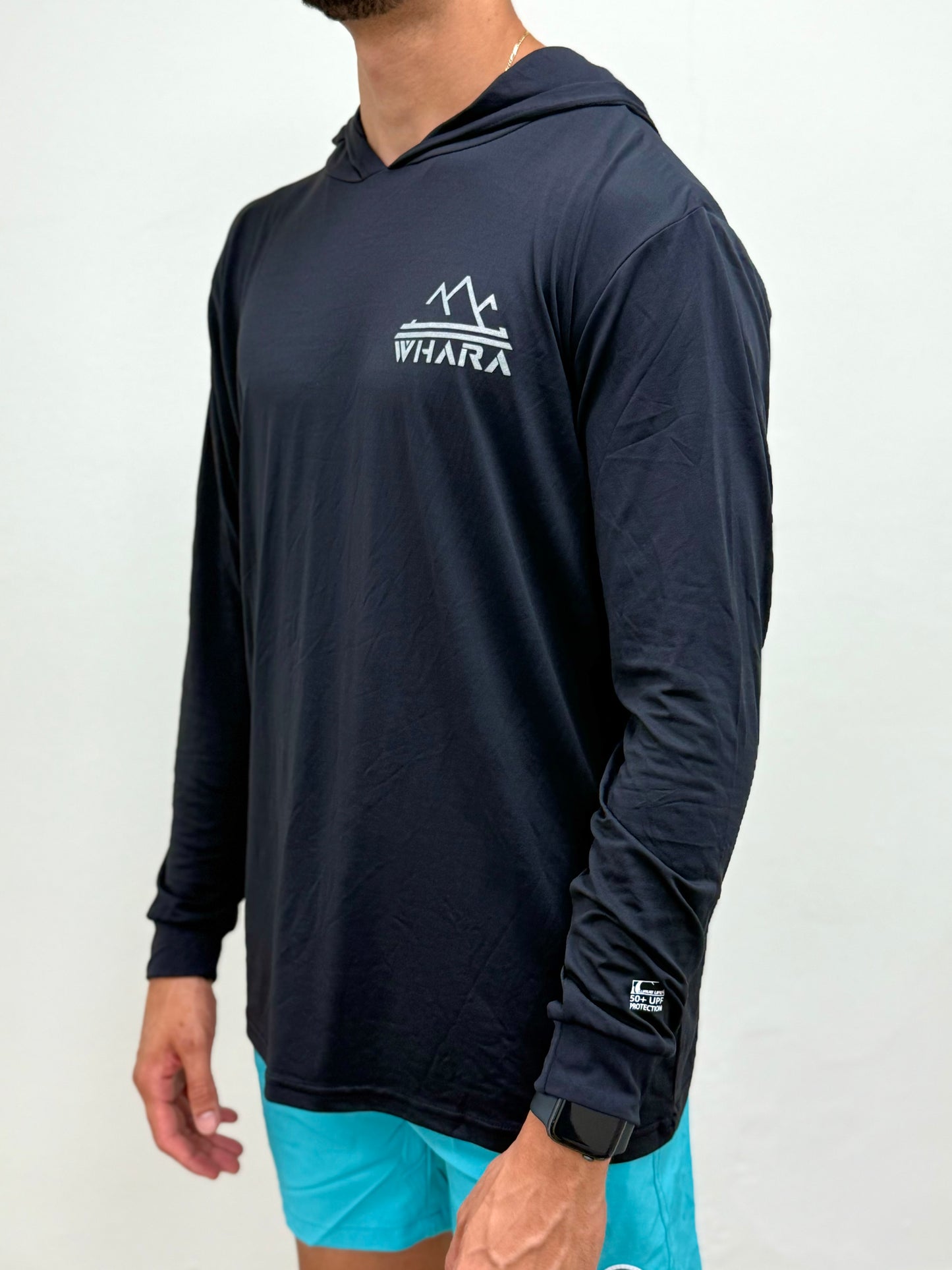 WHARA Logo Hooded Rashguard | BLACK
