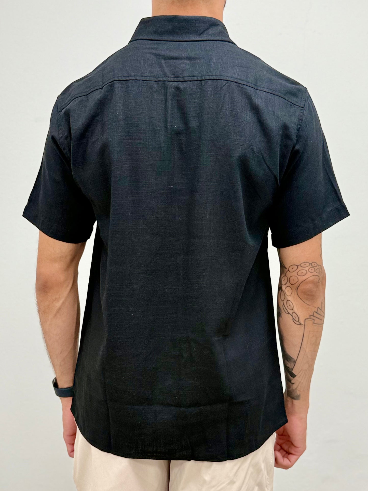 Black Linen Button Down Shirt